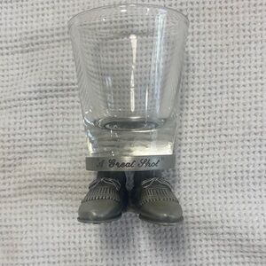Vintage A Great Shot Novelty Shot Glass with Shoe Base - Clear golf collectible